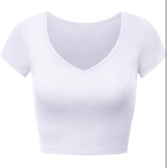Vneck White crop Top - Picture 10 of 12